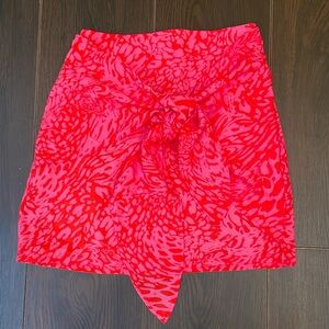 Impressions Floriana Front Tie Skirt in Tangerine/Pink (S)